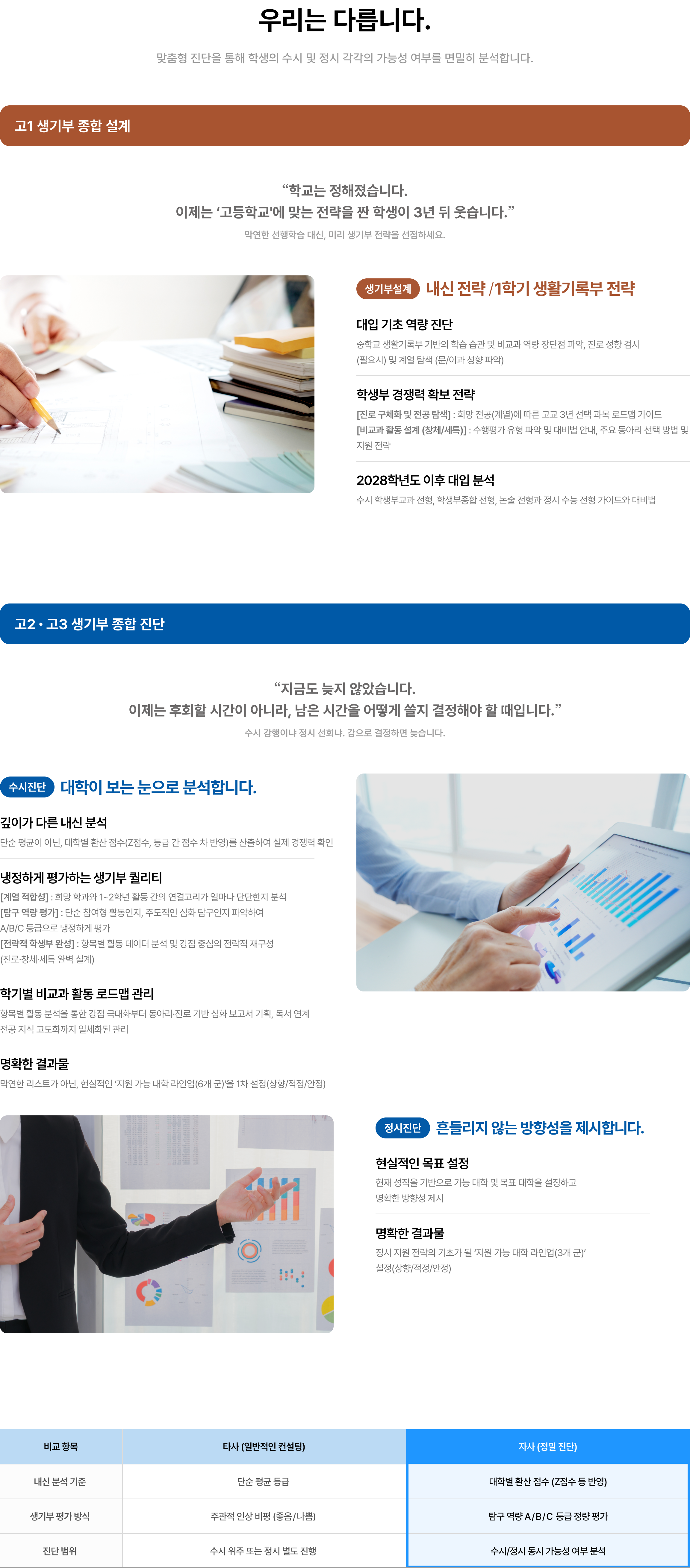 우리는 다릅니다 - 수시진단, 정시진단